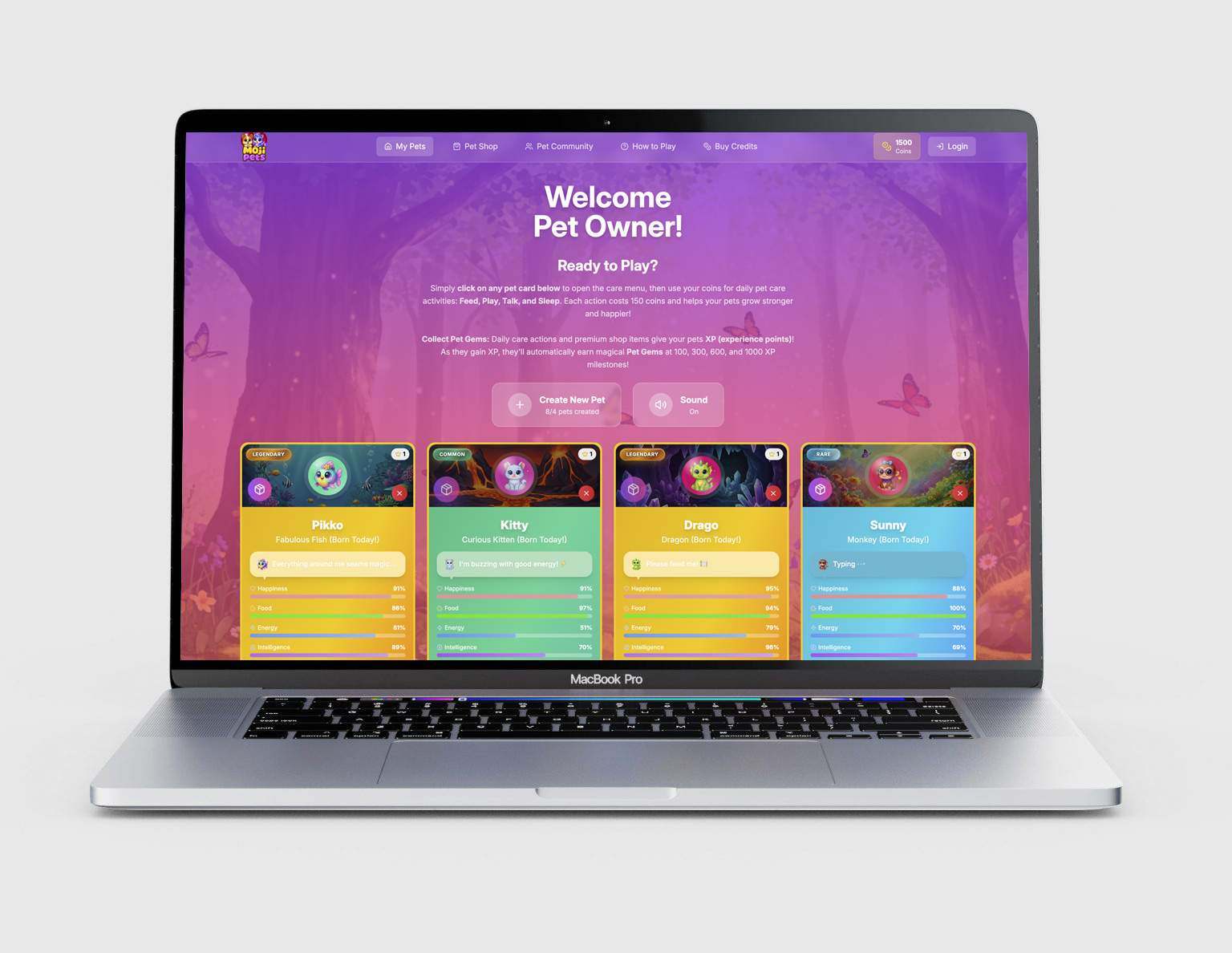 MojiPets Website Design and Development